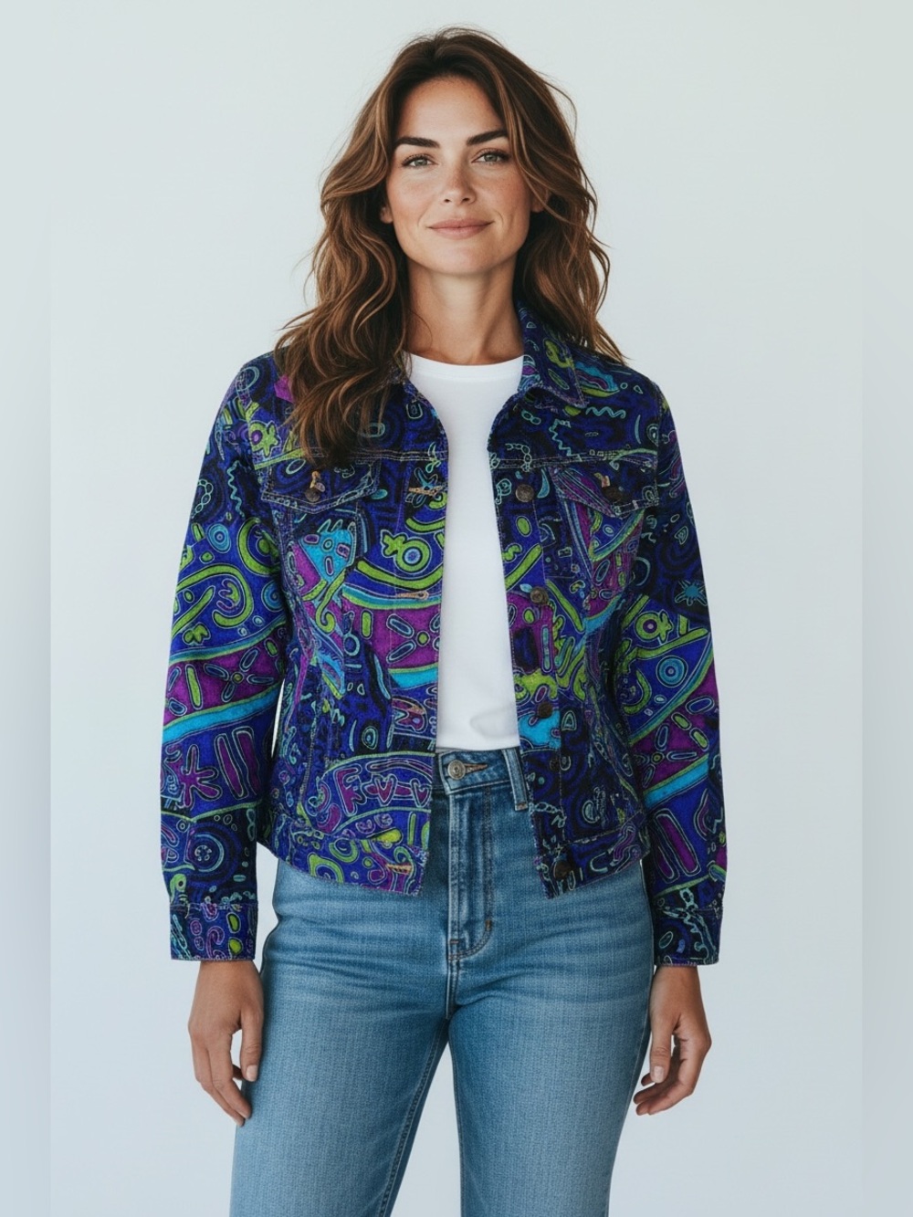 Rudy Rd Petite Women’s “Hearts Of Palm” Denim Jacket NWOT. Size 6 Petite. - Picture 8 of 15